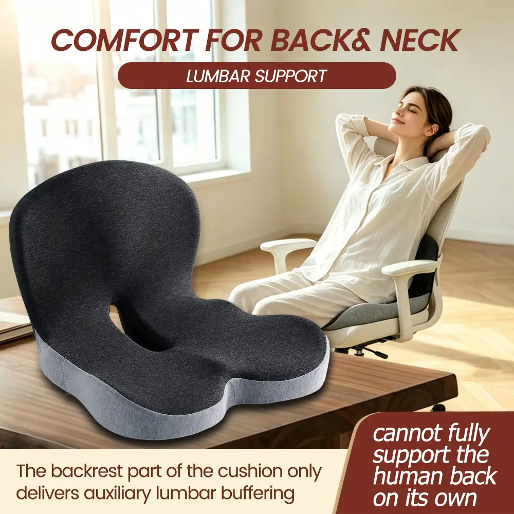 Onever Car Seat Cushion Memory Ultra Soft Back Cushion Pad Breathable Hollow Design Non Slip Driver Seat Pillow Comfort for Long Sitting Hours Auto Truck Vehicle Front Seats Interior Accessory Gifts for Dad Boyfriend Road Trip Essentials