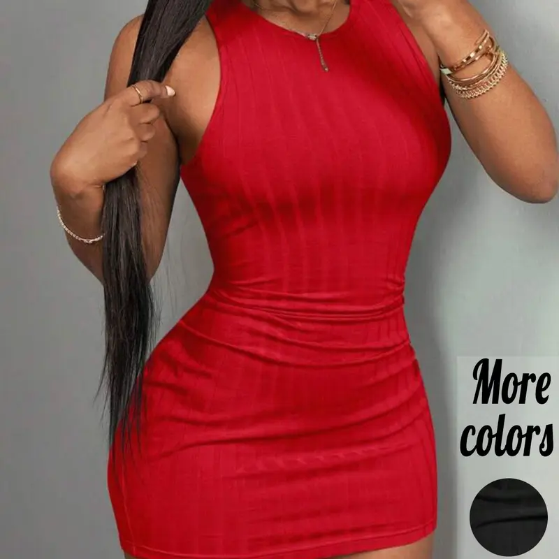 Plus-Size Black Ribbed Sleeveless Bodycon Mini Dress Fit, Sexy Clubwear Style, Casual Wear, Basic, Stretchy Ruched Waist Detail, For Curvy Women, Perfect for Night Out, Date Night, TikTok Viral Fashion Trend, Summer