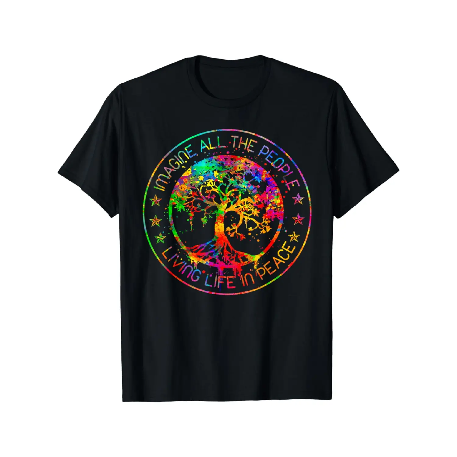 Stylish Print Menwear Tie Dye Hippie T-Shirt With Peace And Love Message