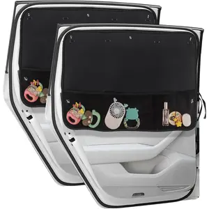 Car Sun Shade Side Window, 2 Pcs Blackout Car Window Shade for Baby Privacy with Storage Net Pockets Car Curtains 7 Suction Cups for Heat/UV Protection Sun Block Covers
