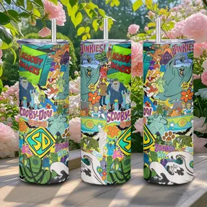 20oz Stainless Steel Tumbler, 1 Count SCOOBY-DOO Stuff Pattern Insulated Water Bottle, Stainless Steel Thermos, Stainless Steel Flask, Drinking Cup for Home Office School, Boyfriend Gift, Drinkware, Summer Cool Bottle