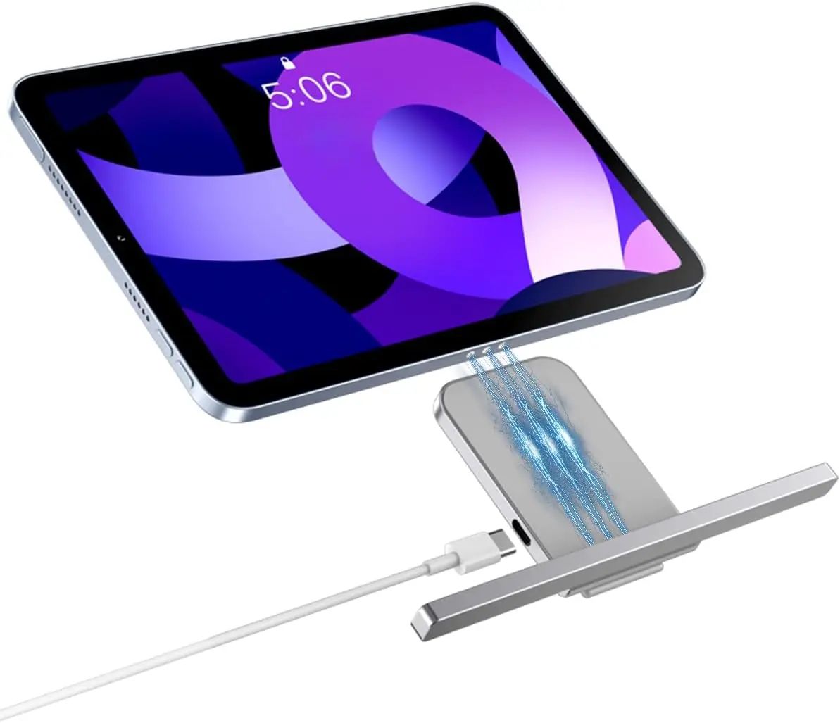 Magnetic Wireless Charger Stand for iPad 10th A14;11th A16 Base Model(A2696,A2757,A3354,A3355) 18W Fast Charging Smart Connector Alloy with ipad Wireless Charger Pad USB-C Cable（Adapter not Included） Tablet Accessories Computer