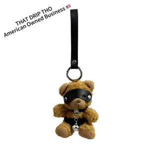 ThatDripTho Masked Bear Keychain with Bell – Cute Edgy Plush Bag Charm