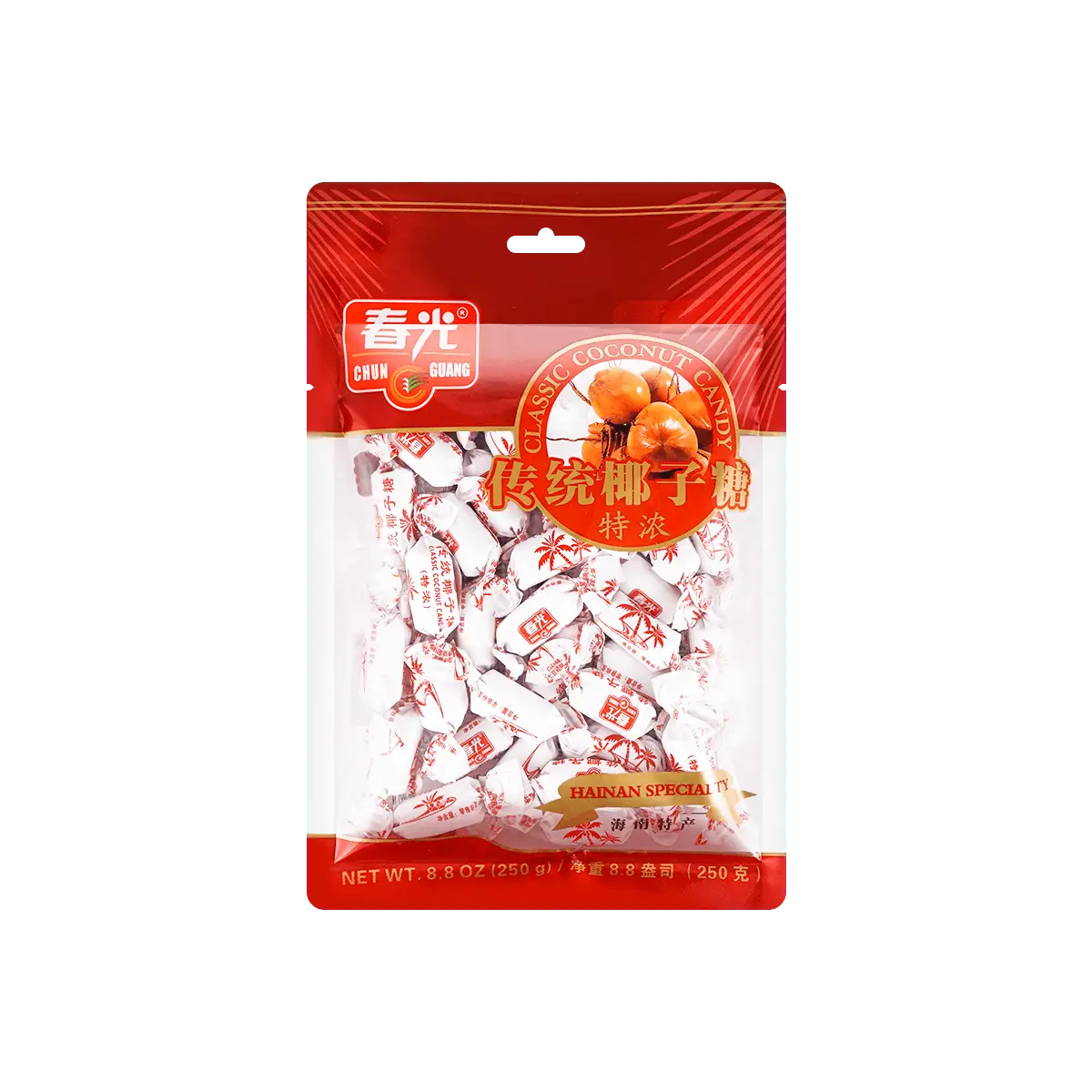 Chun Guang Traditional Coconut Candy - Rich Flavor, 250g Bag - Authentic Hainan Specialty Snack