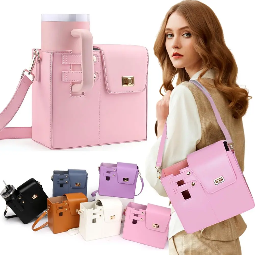 Outdoor Portable Incline Water Cup Storage Bag, 1/2 Counts Outdoor Water Cup Storage Bag, Multi-function Water Cup Bag with Adjustable Shoulder Strap,