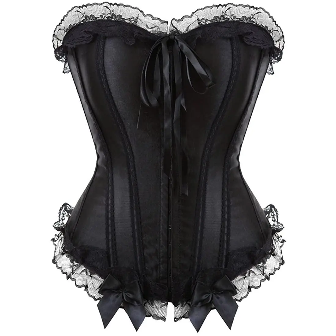 Women's Black Boned Brocade Overbust Corset Bustier Top - Vintage Halter Neck Cropped Polyester Fashion Lace Shapewear, Witch Costume Halloween Renaissance Plus Size Elegant Jacquard Casual Lingerie