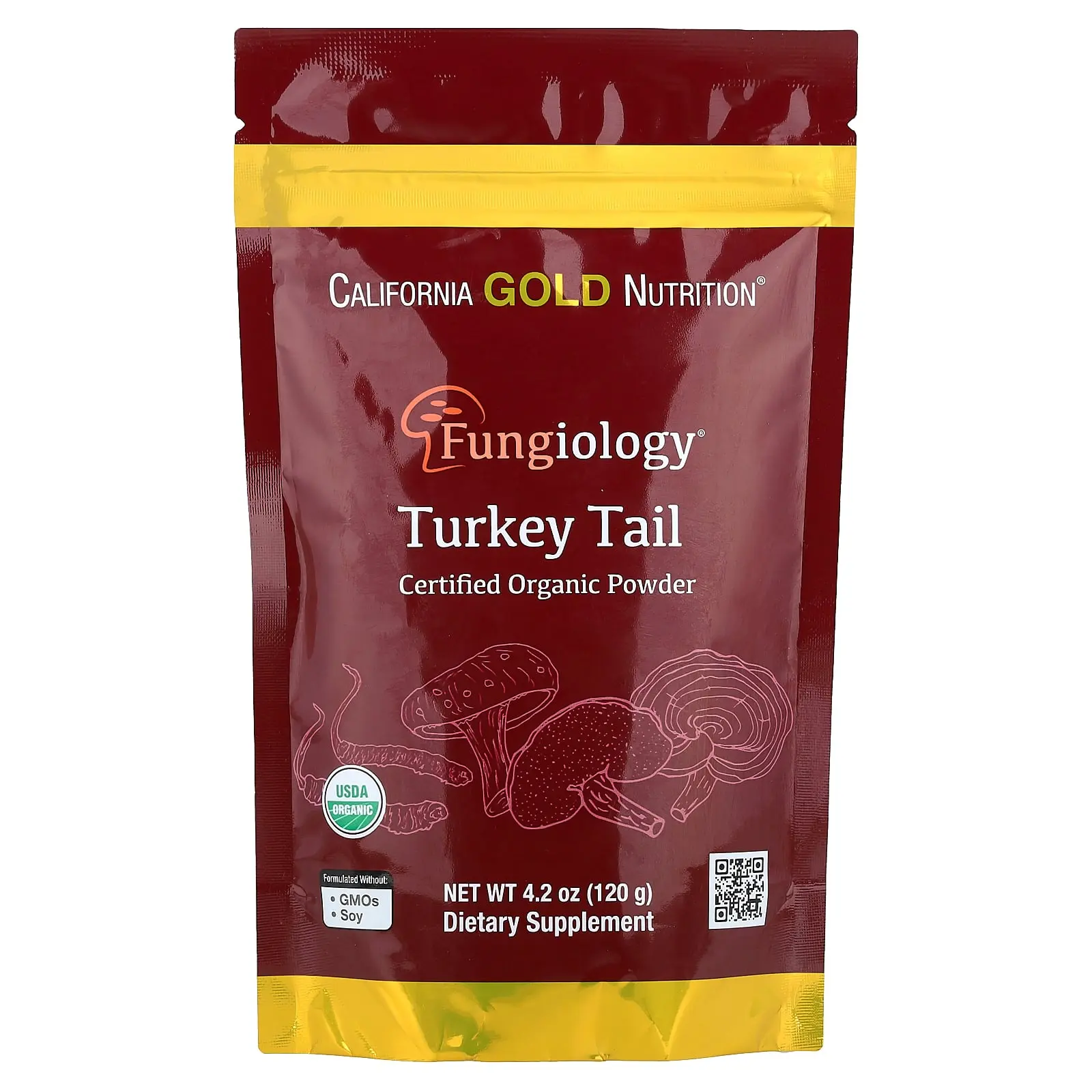 California Gold Nutrition Fungiology®, Certified Organic Turkey Tail Powder, 4.2 oz (120 g)