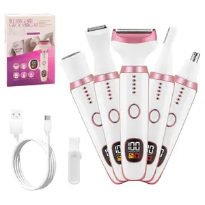 5 in 1 Women's Electric Shaver with Display, Portable USB Rechargeable Hair Removal for Face, Legs, Bikini, Mother's Day Gift