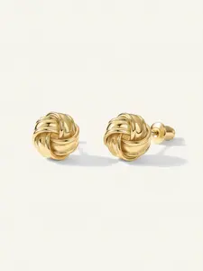 14K Gold Plated  Post Love Knot Stud Earrings | Gold Earrings for Women
