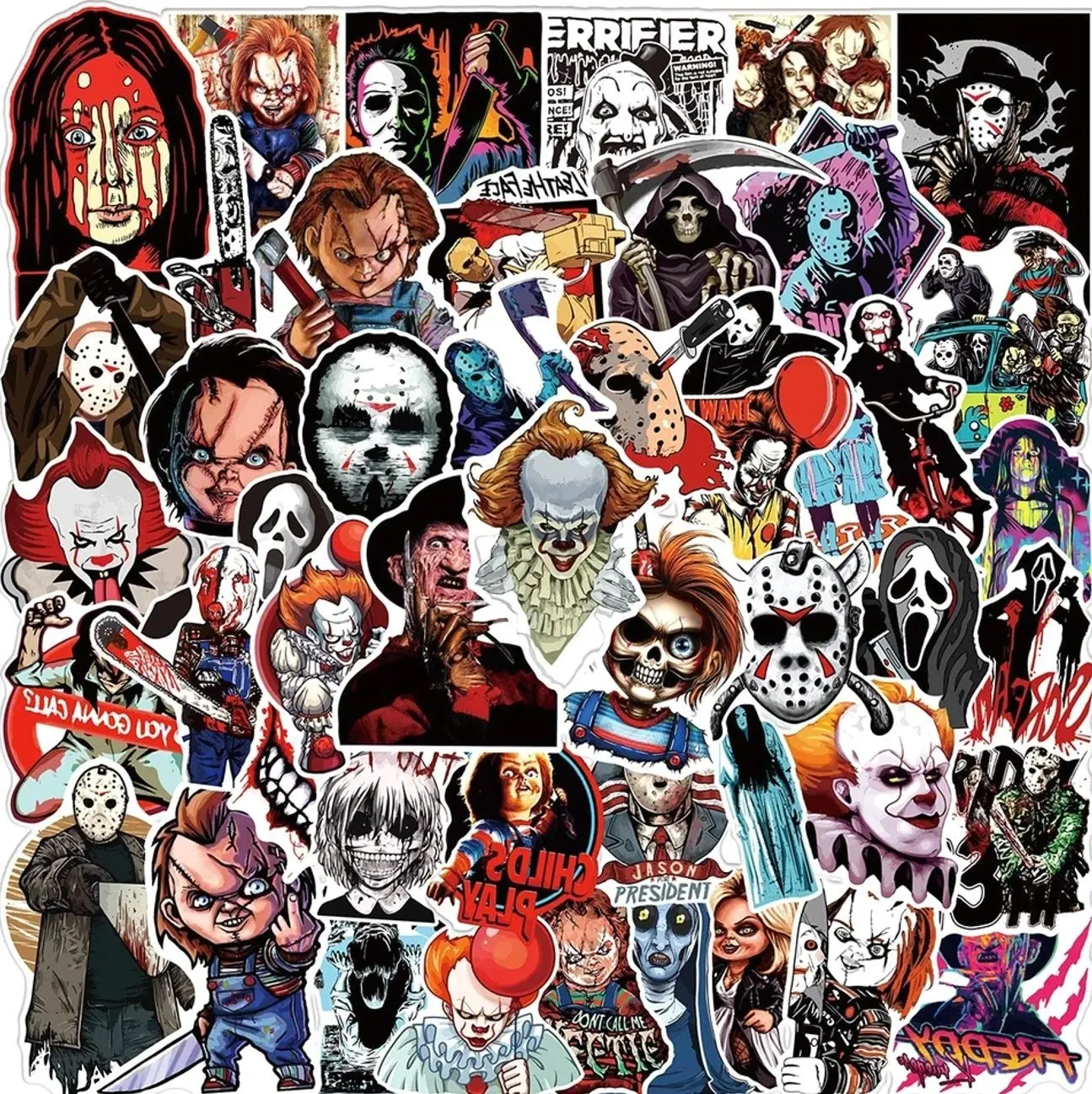 50X Horror Films Vinyl Graffiti Sticker Bomb Skate Laptop PVC Stickers Car Decal