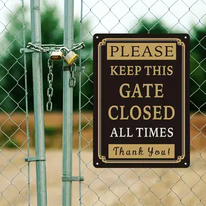 Metal Warning Yard Signs, SmartSign Attention, Keep Gate Closed And Locked At All Times Metal Sign, Laminated Rustproof Aluminum For House, Business, Yard Or Driveway, Red, Blue And White 8 X 12Inch