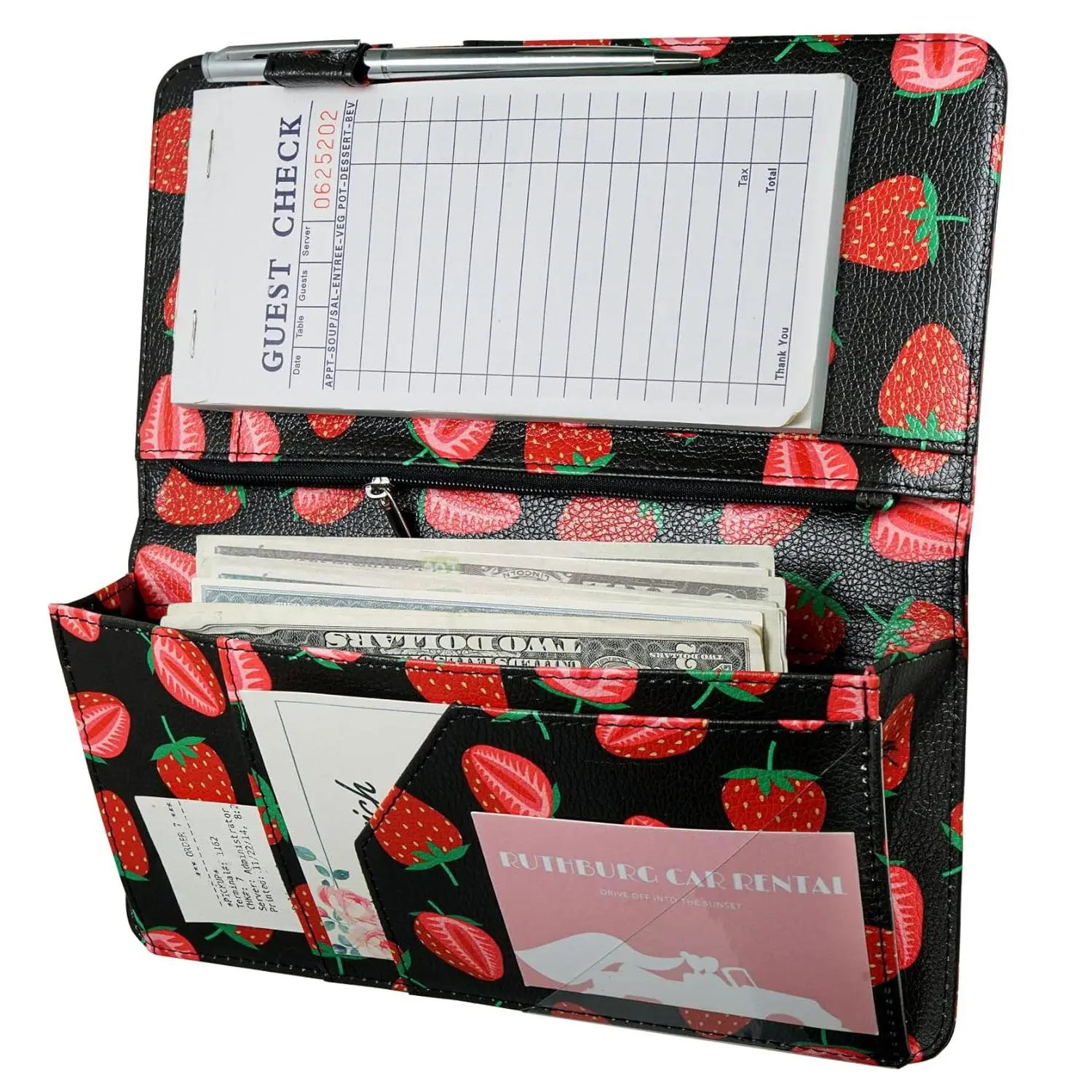 Server Book with Zipper Pocket and  Closure Server Booklet Waitress Book Serving Book with  Pocket Waitstaff Organizer Fit Server Apron Waiter Book Wallet High Volume Pocket