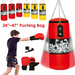 Punching Bag for Kids, Hanging Punching Bag with Boxing Gloves, Chains, Wristband, Heavy Boxing Bag for Training, Karate, Kickboxing, Muay Thai - Unfilled