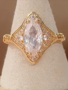 Sparkling Artificial Diamond Ring, Paving Engagement Ring, Artificial Diamond Wedding Ring, Proposal Ring, Gift for Her