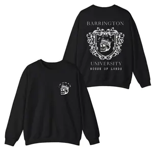 Barrington University House of Lords Sweatshirt, Gothic Skull Crest Graphic Crewneck, Dark Academia Inspired Apparel, Vintage Style Pullover