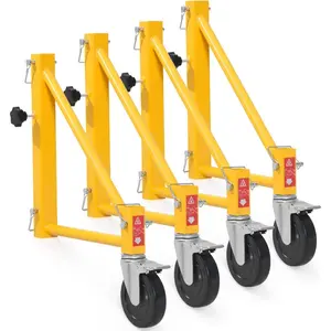 VEVOR 4-Pack Scaffold Outriggers, 1000 lbs Total Load Capacity Baker-Style Scaffolding Accessory with Swivel Casters, Carbon Steel Scaffold Wheel System with Rust Proof Galvanized Surface, YellowVEVOR Super Brand Day