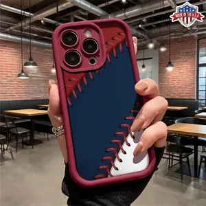 Cool Baseball Stitch Pattern Aesthetic Case for iPhone 17 16 15 14 Pro Max 13 12 11 XR XS Plus Air Slim Lightweight Shockproof Anti Drop Protective Durable TPU Cover