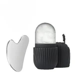2-Piece Set: Facial Ice Roller + Stainless Steel Massage Board, Portable Lightweight Soothing Facial Ice Therapy and Gua Sha Tool, Beauty Accessories