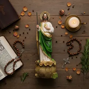 San Judas Con Saco De Monedas 13" Statue Traditional Design Durable Material Home Decor Spiritual Elegance