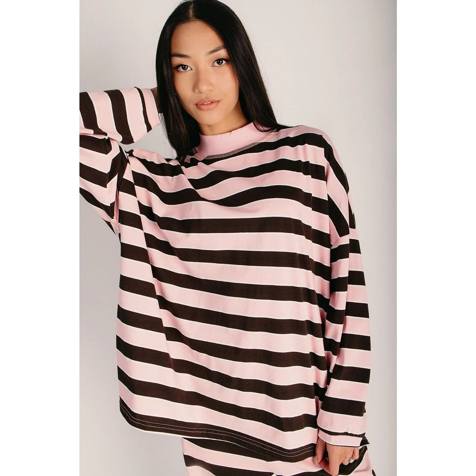 The Darden Striped Long Sleeve Tee in Pink