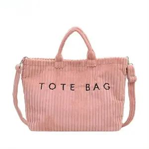 Hot-selling women's bags, popular versatile suede canvas bags, alphabet handbags, casual design, large-capacity tote bags for women