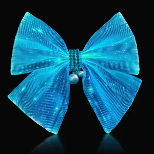 CARVEDREAM Pearl Bow Hairpin: Luminous and Made of Optical Fiber, Ideal for Sweet - Young Fashionistas