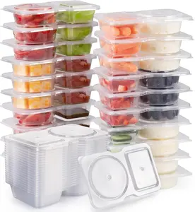 Reusable Snack Containers with Lids 20Pcs, Snackle Box Container Portion Control,Snack Pack Containers,Double Compartment Snack Containers for On-the-Go Meals and Camping Kitchen Plastic Food Storage Portable Two-Compartment Utensils