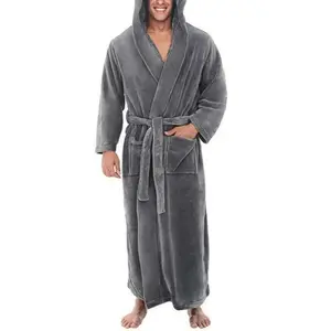 5XL Oversize Men Bath Robe Winter Long Flannel Bathrobe Fleece Kimono Night Cozy Sleepwear Male Home Clothes Gown Sleepwear
