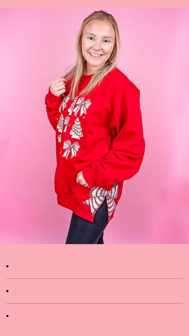 Side Bows Cakes and Bows Sweatshirt  PREPPY BOWS CHRISTMAS 2024