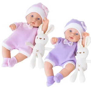 DEARBEI 12 inch realistic simulation doll, including clothes, white rabbit doll, newborn baby doll, children's toys, suitable for children's dress up games, birthday gifts, children's party game gifts, Christmas gifts, Valentine's Day gifts, Easter gifts