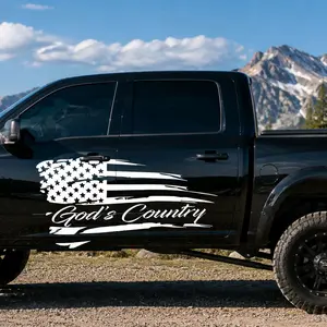 God's Country American Flag Vinyl Decal - Blue-Collar Truck Stickers