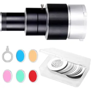 -Professional Optical Snoot Attachment - Bowens Mount Spotlight Projector with 35 Metal Gobos, 5 Color Gels & Focus Control | Compatible with Aputure, Godox, , Profoto LED Video Lights