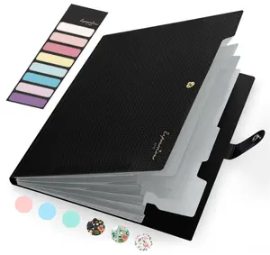 Sooez Accordion File Organizer, Letter Size Expanding File Folder with Labels, 5 Pocket Folders for Documents, Portable Paper Bill Receipt Organizer for Home School Office Supplies, Black