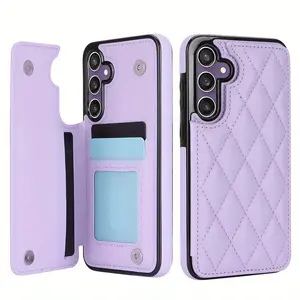 Wallet Style Double Buckle Elegant Phone Case with Card Slot Photo Frame Stand Magnetic Flip Cover for Samsung, Suitable for Note Business Protective Case