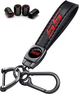 Tire Valve Stem Caps and  Car Keychain Keyring   Explosion Valve Cover Aluminum Alloy Compatible  Air Cover Compatible with Chevy Camaro RS Accessories (SS)