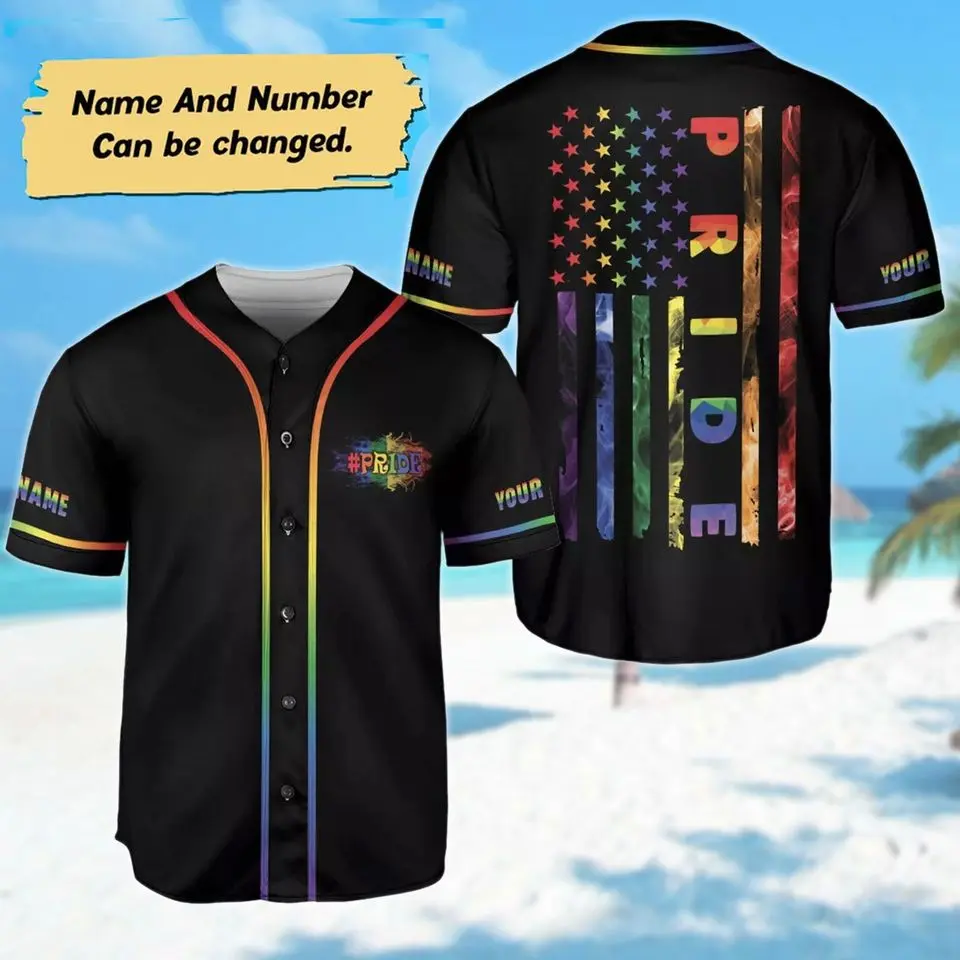 Custom LGBT Pride Rainbow Baseball Jersey Shirt, Rainbow Pride Shirt, Rainbow Lips Jersey Shirt, Lgbt Jersey Shirt, Lgbt Pride Jersey Shirt