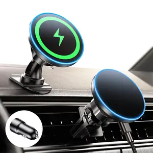 15W 2 in 1 Wireless Car Charger with Car Holder, Car Holder for iPhone 16 15 14 13 12 Series, Car Vent/Dashboard Phone Holder, Car Accessories, Charger, Magnetic Charging, Magsafe Technology, Car Gadgets