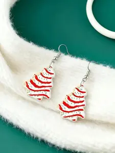 Women's Fashion Dangle Earrings, Hollow Out Star Christmas Tree Design, Synthetic Zircon Inlay, Ideal Christmas Gift, Handmade Earrings