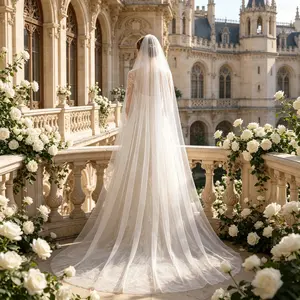 Must-Have Long Cathedral Veil for Brides | Soft Tulle One-Tier Wedding Veil, Long Bridal Veil with Comb, Perfect Bridal Drop Veil for Wedding Day
