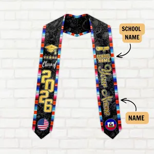 Customized 2026 Haitians American Flag Graduation Sash, Haiti Graduation Stole Senior Gifts