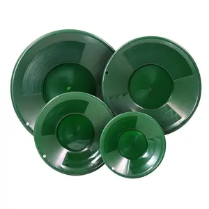 ASR Outdoor 4pc Dual Riffle Green Gold Pan Set for Gold Prospecting Round Compact Equipment