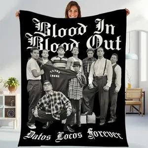 Retro 90s Blood In Blood Out Blanket, Vatos Locos Forever Chicano Fleece Throw, Vintage Gang Culture Movie Blanket, Soft Cozy Gift for Him Her,  Applies to Super soft  decorative sofa/sofa/bedroom Classic Film Fan Collectible Home Decor 60*80 40*50(kids)