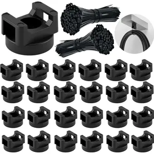 225 count   Ties Set, 25  Zip Tie Mounts with 200  Ties,  Wire Holder Cables Management, Multipurpose Electrical Cord Holders Organizer (22mm)