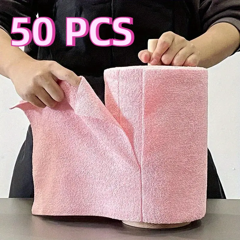 50 Rolls of Reusable Cleaning Wipes, Household Kitchen Cloths, Microfiber Towel Rolls, Refill Rolls, Dish Cloths, Wash Towel Replacements, Cleaning Supplies, Cleaning Tools, Kitchen Cleaning Towels