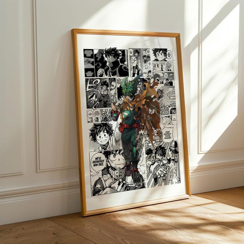 My Hero Academia Deku Midoriya Izuku Manga Panels Poster: Anime Print, Anime Satin Poster