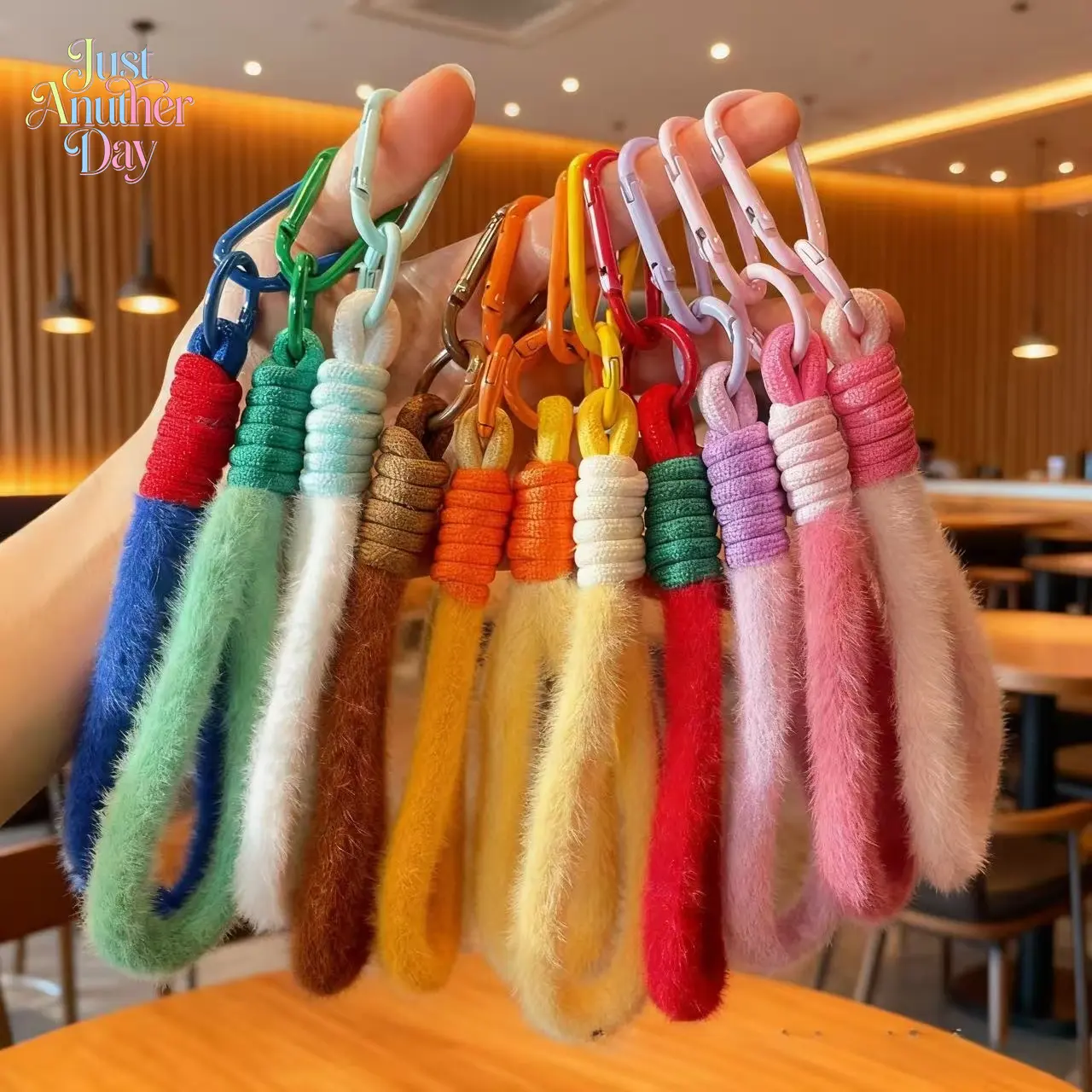 Short Fluffy Phone Wrist Strap, Fuzzy Knitted Phone Case Lanyard, Multi-Use Charm for Phones, Dolls & Water Bottles