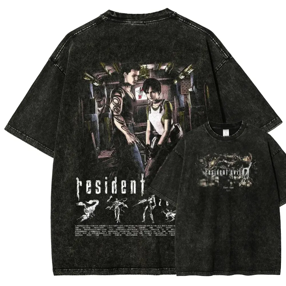 Resident Evil 2sides game Shirt, Vintage Y2K shirt Cotton T-Shirt, Hoodie Gift For Game Fan, Gildan Casual graphic tee, Crew neck for Man, for Woman,Trendy Shirt