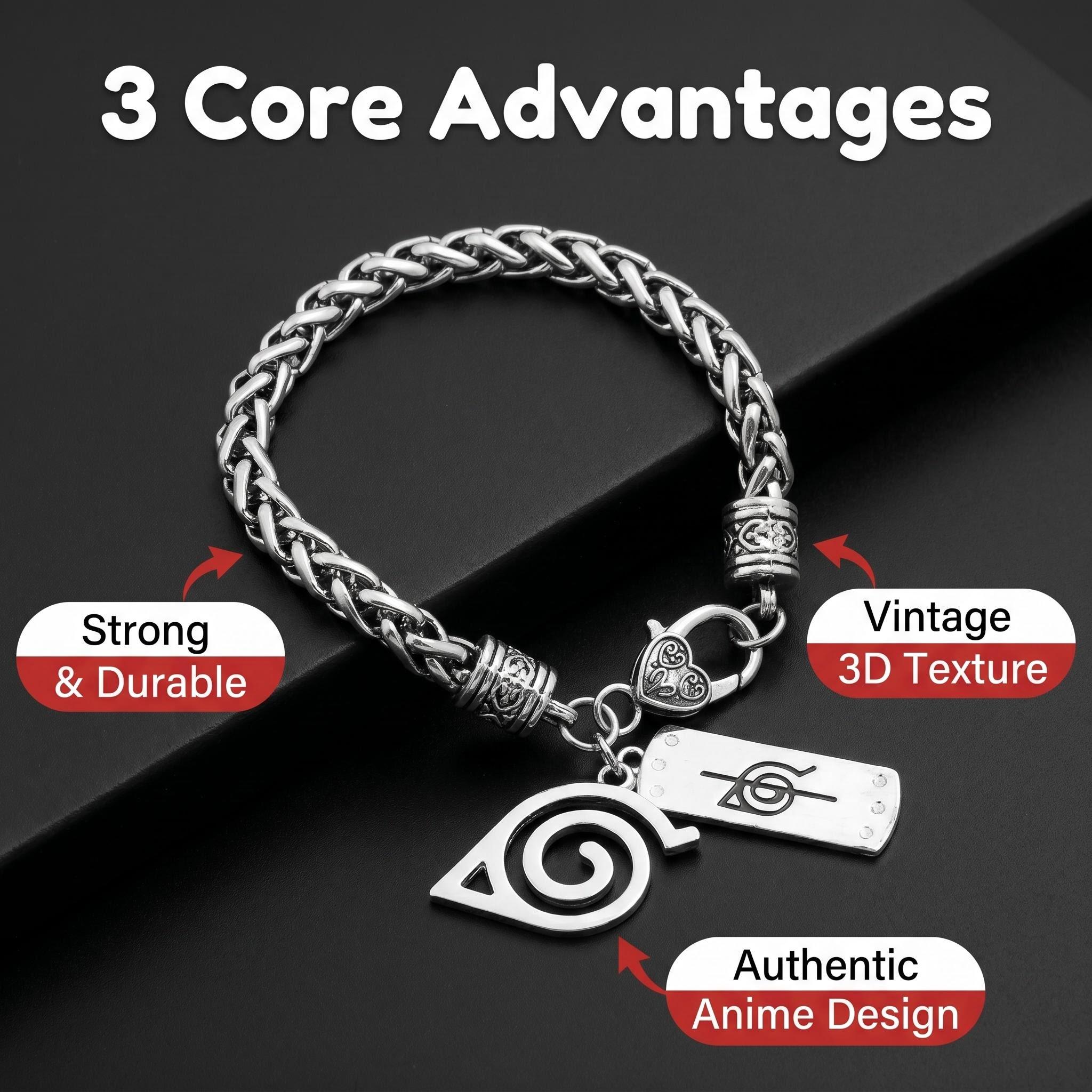 Naruto Anime Thick Chain Alloy Bracelet - Multi-Style, Multi-Symbol Comics Cosplay Gear with Konoha Akatsuki Cloud, Shuriken Pendant, 21.9cm Adjustable Metal Bangle, Graduation Gift for Anime Fans Naruto Anime Thick Chain Alloy Bracelet - Multi-Style, Multi-Symbol Comics Cosplay Gear with Konoha Akatsuki Cloud, Shuriken Pendant, 21.9cm Adjustable Metal Bangle, Graduation Gift for Anime Fans