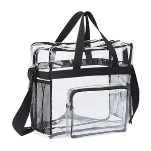 Clear Crossbody  Stadium Approved Transparent Shoulder  See Through Zip Pouch Tote with 11LBS Load athletic bag