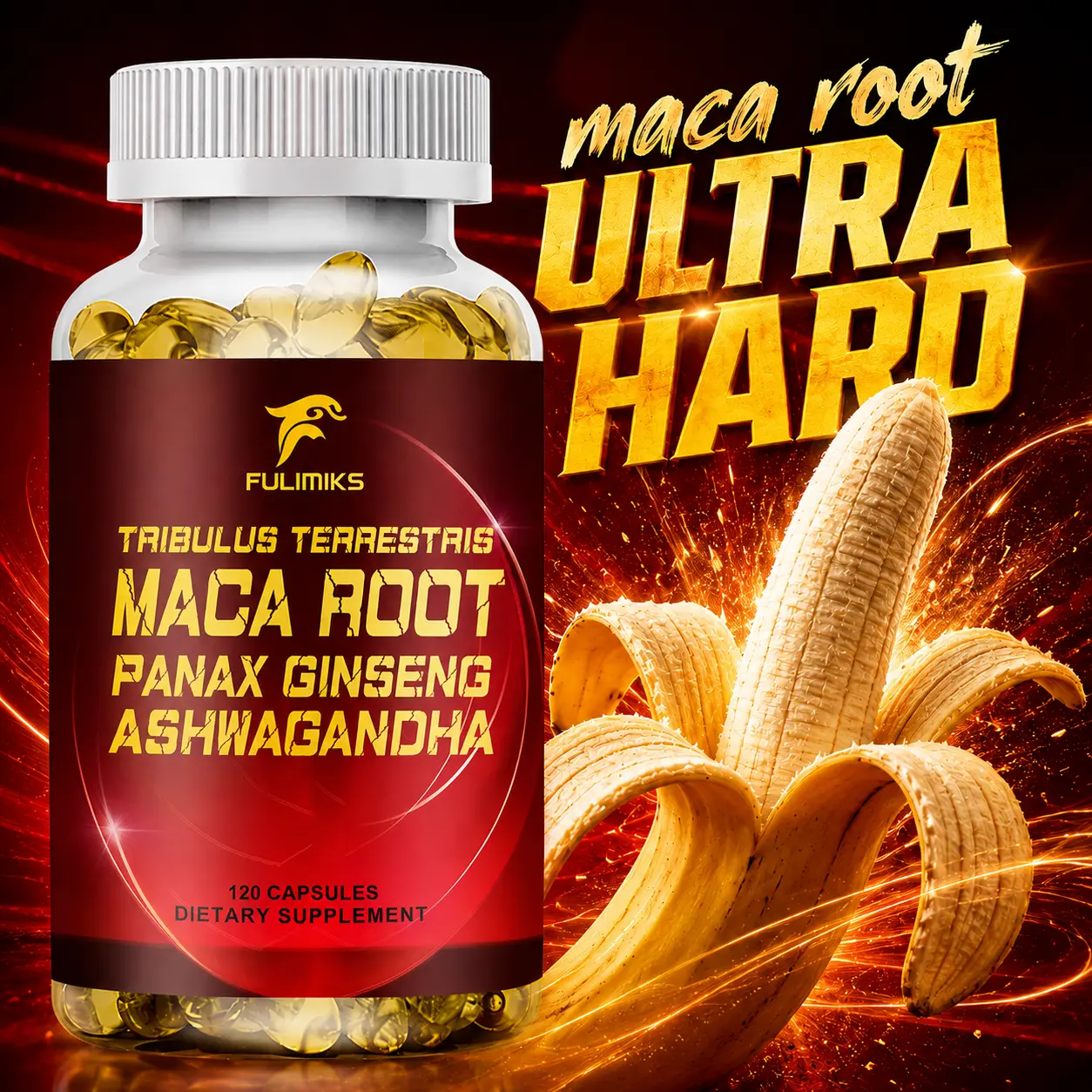 FULIMIKS Maca Root Capsules - Superior, Highly Absorbable Formula with Tribulus Terrestris, Panax Ginseng, Ashwagandha to Boost Energy, Support Vitality & Immune Health